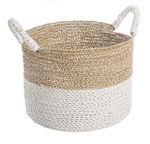 Decorative Storage Indoor Basket Box White Brown / Διακοσμητικό Καλάθι Καφέ / Λευκό Δ36Xυ28Εκ