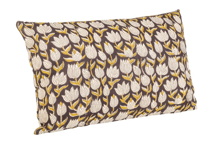 Decorative Home Indoor Cushion Black / Μαξιλάρι Lorient Με Τουλίπα Μαύρο 40X60Εκ