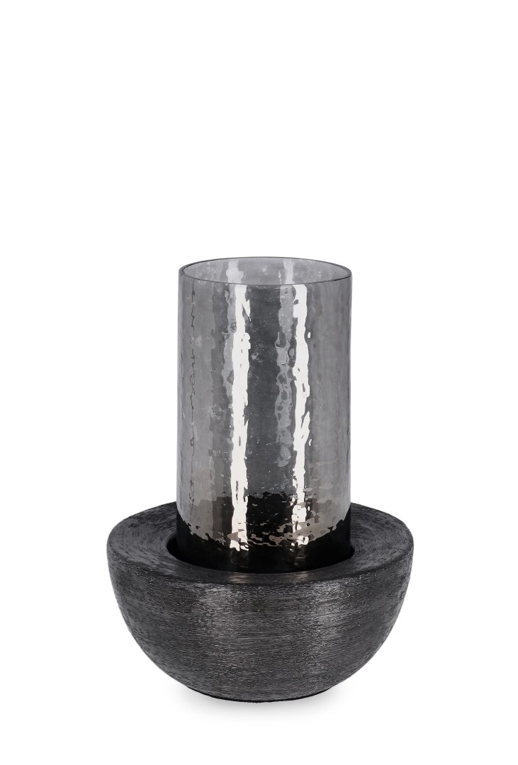 Decorative Indoor Candleholder Black / Κηροπήγιο Varanasi Μαύρο H21,5Cm