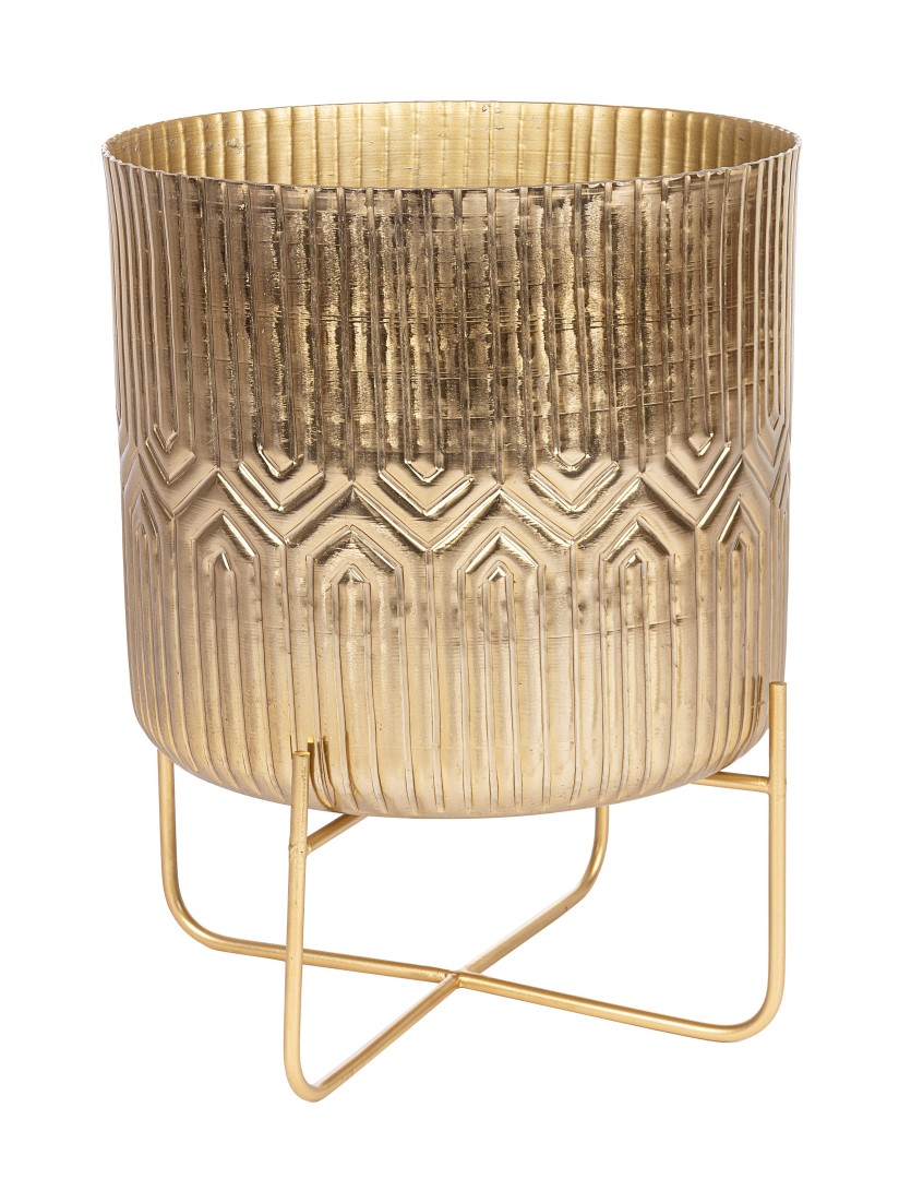 Outdoor Decorative Plant Pot Golden / Γλάστρα Chennai Χρυσή H42Εκ