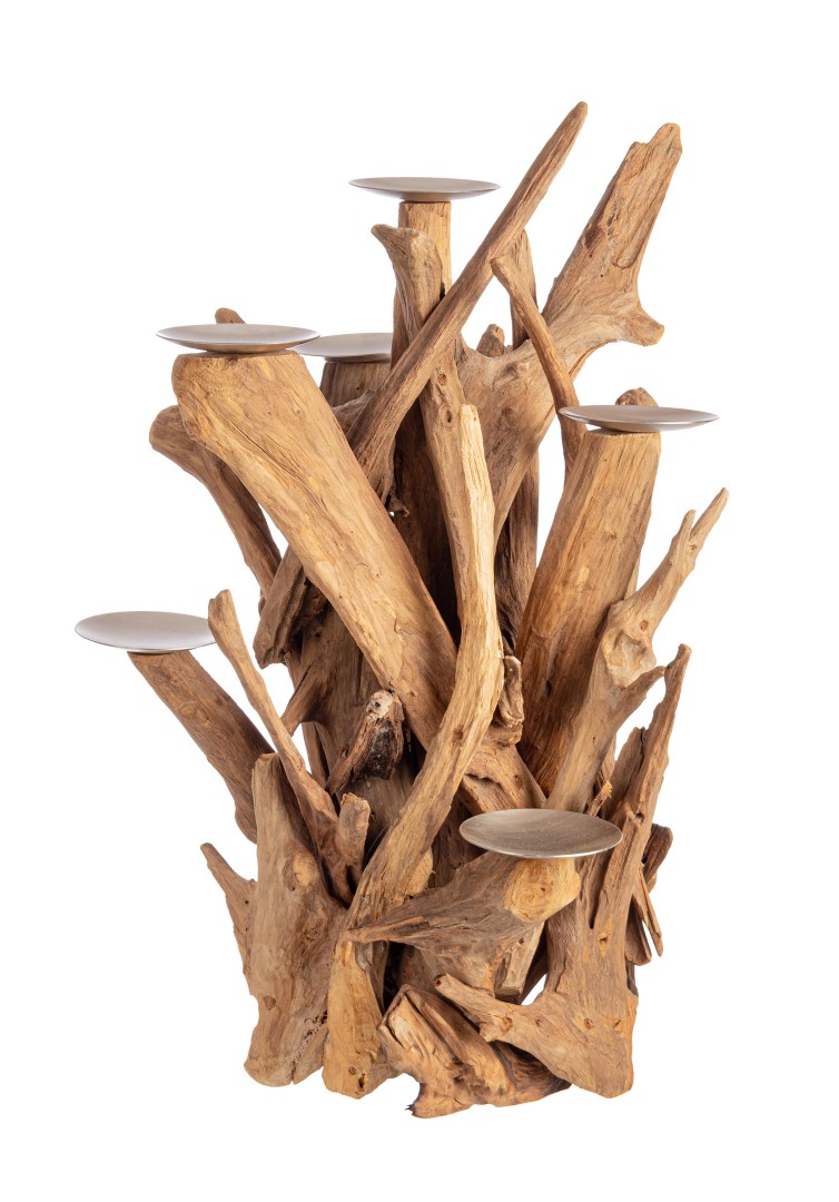 Decorative Indoor Candleholder / Διακοσμητικό Κηροπήγιο Izara Φυσικό Χρώμα Υ70Εκ 7 Θεσεις