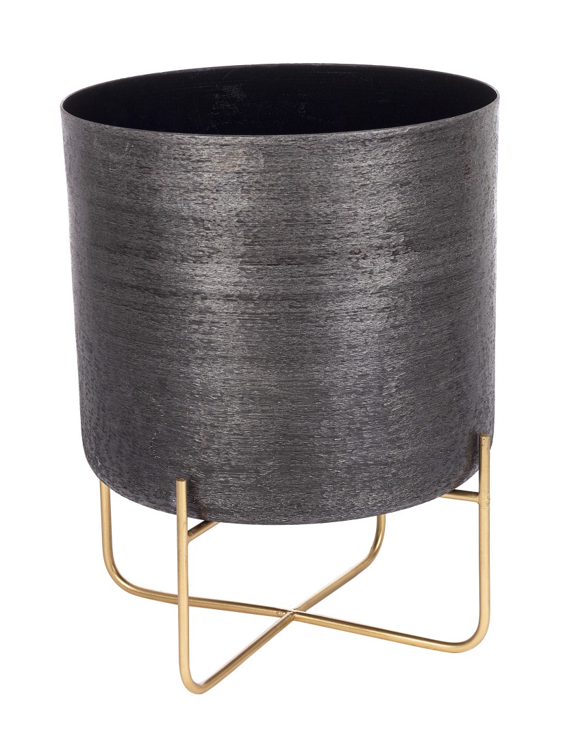 Outdoor Decorative Plant Pot / Γλάστρα Varanasi Μαύρη H42Εκ