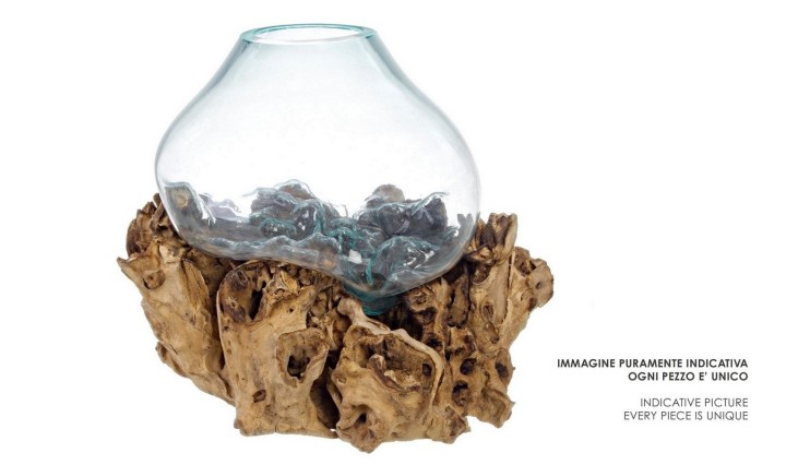 Decorative Vase Wooden / Βάζο Με Φυσικό Ξύλο 42X20X38Cm