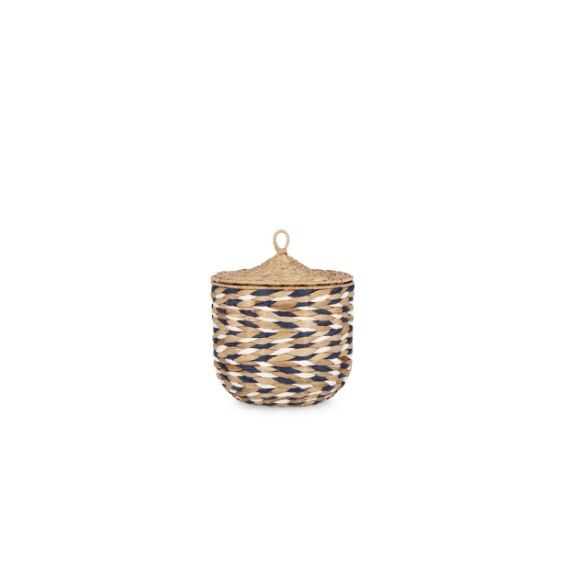 Decorative Storage Indoor Basket Box Blue / Διακοσμητικό Καλάθι Με Καπάκι Namibia Μπλε / Λευκό 31Xh23Cm