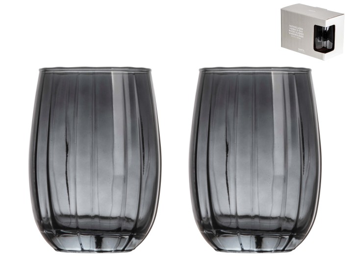 Kitchen Drinking Glass / Σετ Ποτηριών Γκρί 380Ml 2Pcs