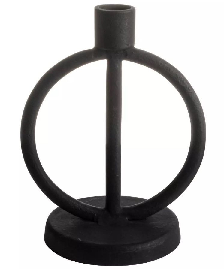 Decorative Indoor Candleholder Black / Κηροπήγιο Μαύρο Μεταλλικό 14X10,5X18Cm