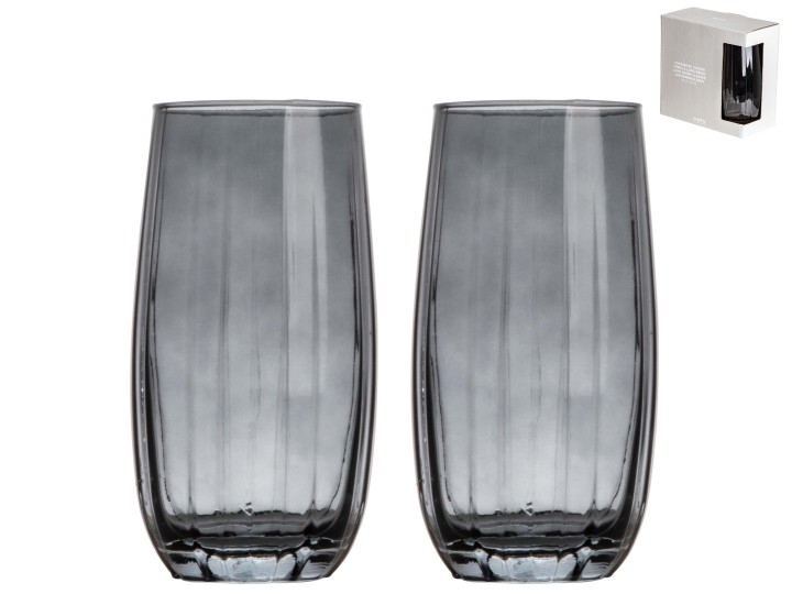 Kitchen Drinking Glass / Σετ Ποτηριών Γκρί 500Ml 2Pcs