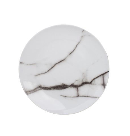 Dining Kitchen Plate / Fruit / Dessert Plate Set Marble White / Black 19Cm 4Pcs
