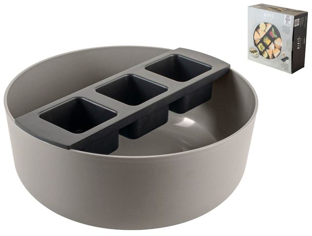 Dining Serving Black / Πιάτο Σερβιρίσματος Με Δίσκο Ντιπ Γκρι / Μαύρο
