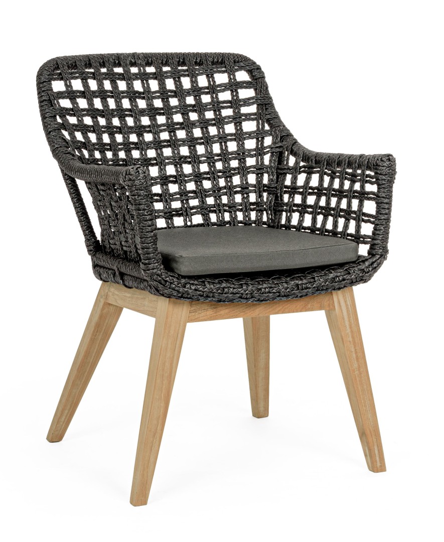 Outdoor Summer Furniture Armchair / Καρέκλα Με Μπράτσα Εξωτερικού Χώρου Madison Μαυρη