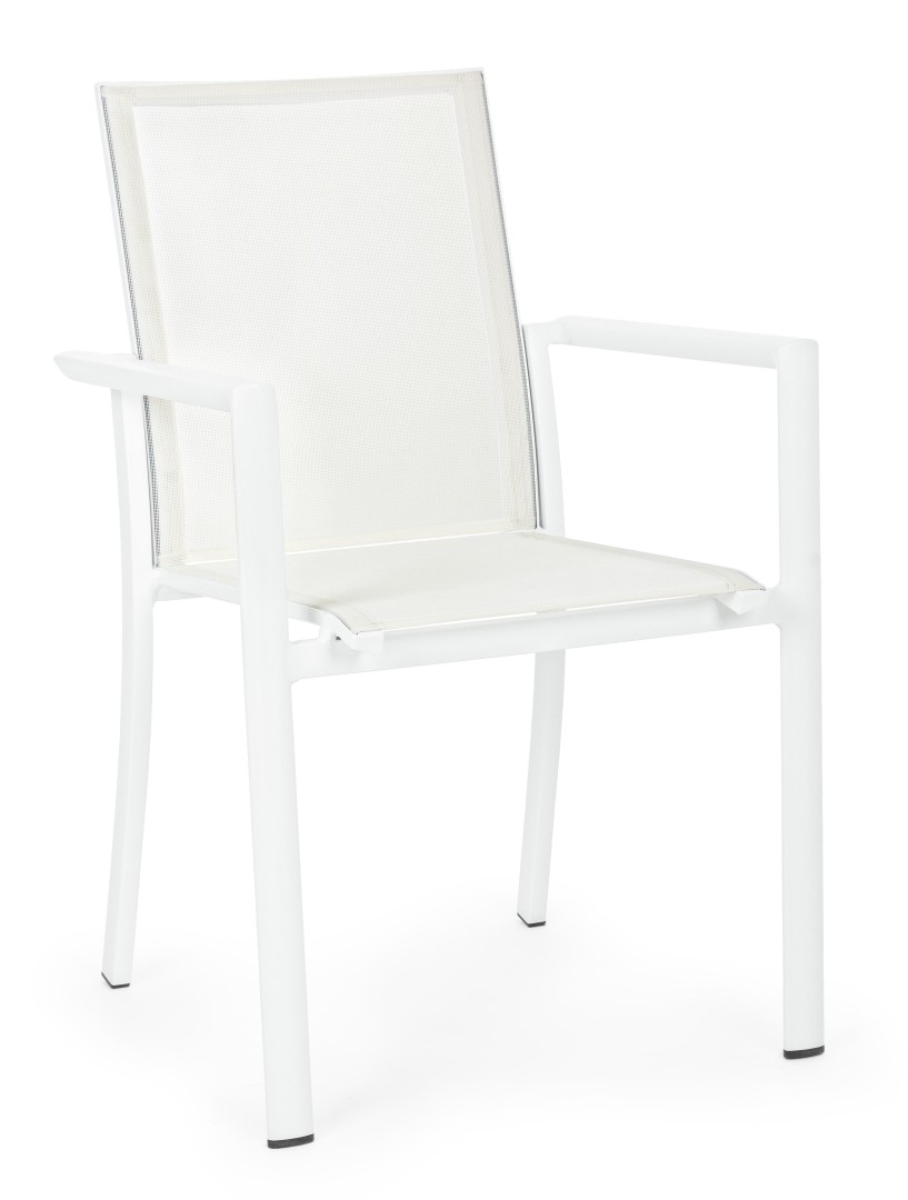 Outdoor Summer Furniture Armchair / Καρέκλα Με Μπράτσα Krion Άσπρη