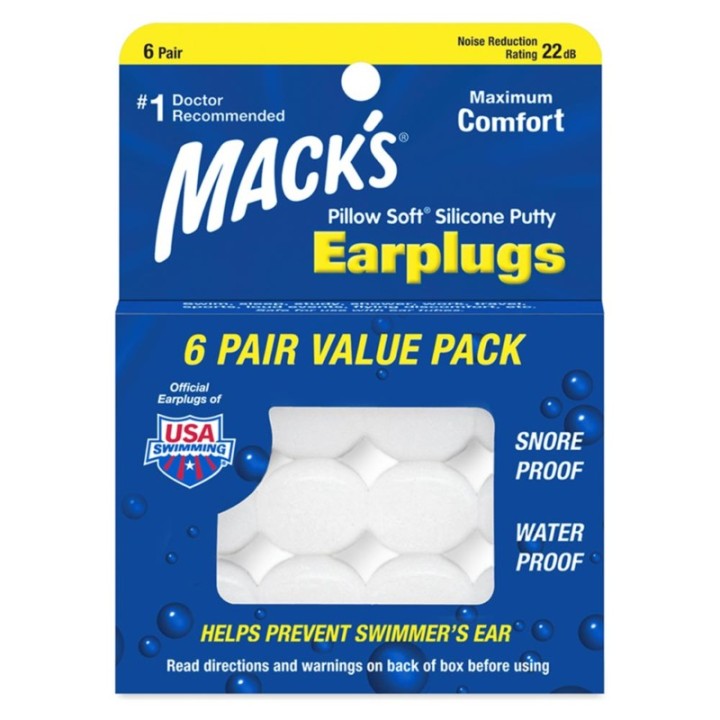Mack'S Pillow Soft Silicone Putty Earplugs 6 Pair