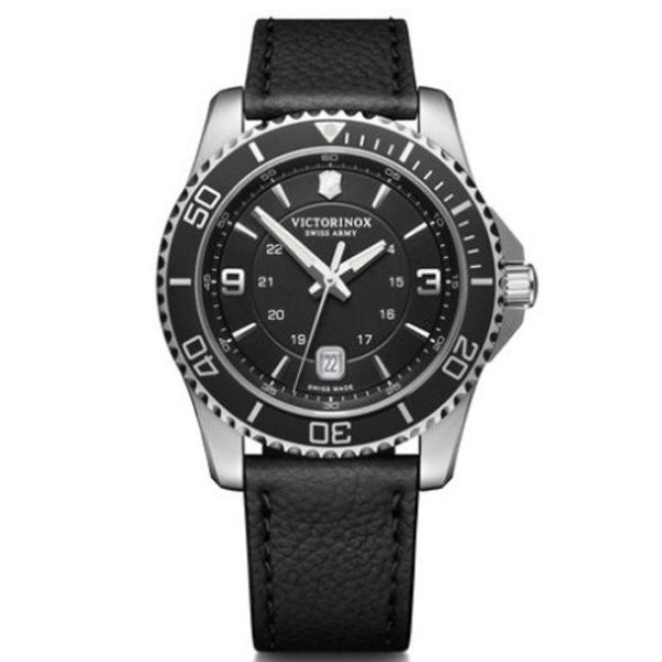 Victorinox Maverick 43Mm, Black Dial, Black Leather Strap (241862)