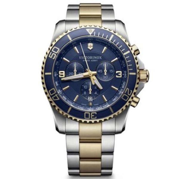 Maverick Chronograph 2-Tone, O43, Blue Bezel, Blue Dial, Silver/Gold Two Tone Bracelet (241791)