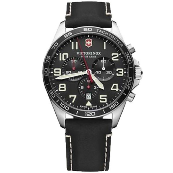 Fieldforce Chronograph, 42, Black Dial, Black Leather Strap (241852)
