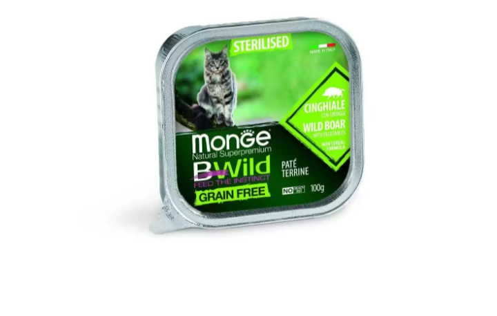 Monge Bwild Grain Free Adult Sterilised Pate Wild Boar With Vegetables - 100gr