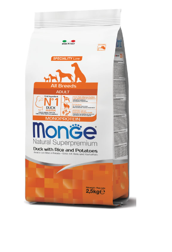 Monge Superpremium Monoprotein Adult All Breeds Duck, Rice & Potatoes - 12 Kg