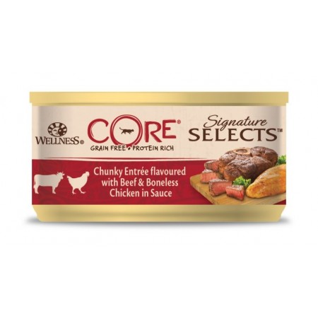 Wellness Core Signature Selects Shred Chunky Beef  Chicken In Sauce Cat Wet Food - 79gr