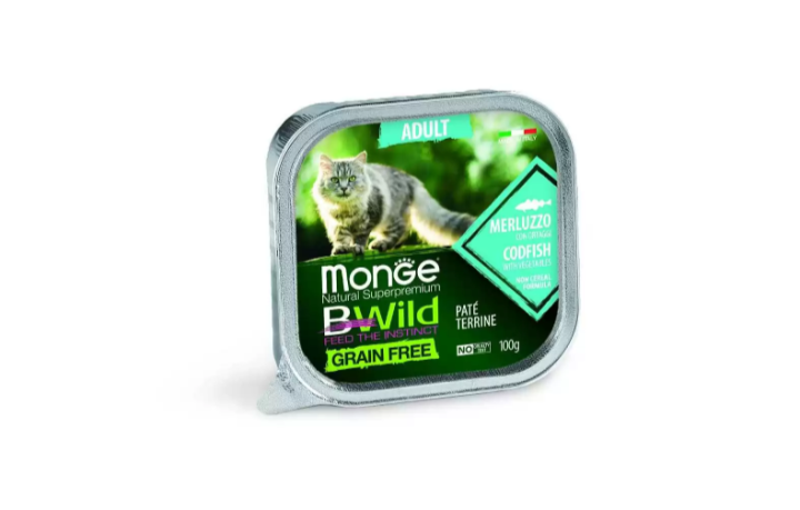 Monge Bwild Grain Free Adult Cat Pate With Cod - 100gr