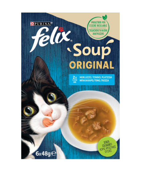 Purina Felix Wet Cat Soup Multipack With Tuna And Cod - 48gr