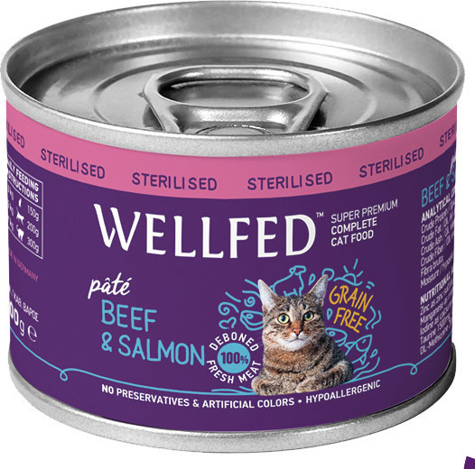 Wellfed Adult Sterilised Beef And Salmon - 200gr