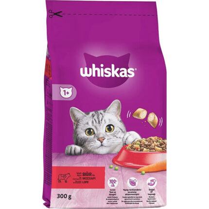 Whiskas Adult Cat Beef Dry Food - 300gr