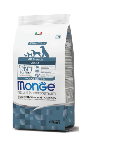 Monge Natural Superpremium All Breeds Adult Monoprotein Trout With Rice And Potatoes - 2.5 Kg