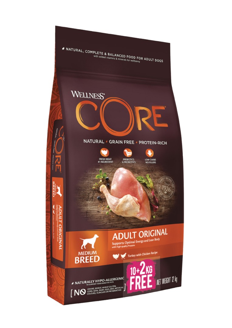 Wellness Core Original Turkey And Chicken Grain Free Adult Dry Dog Food - 12 Kg