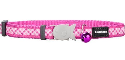 Red Dingo Cat Collar Gingham Hot Pink - 10gr - 20 - 32cm