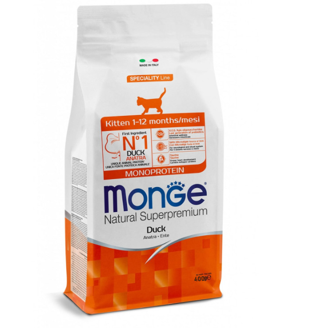 Monge Natural Super Premium Monoprotein Kitten Duck Dry Food - 400gr