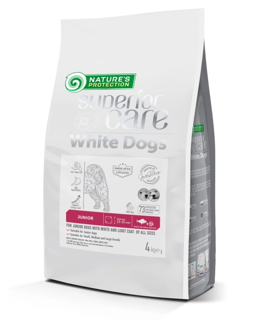 Natures Protection Grain Free Junior White Coat Dry Food With White Fish - 4 Kg