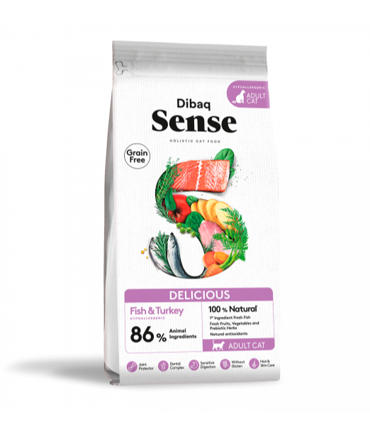 Dibaq Sense Grain Free Adult Fish & Turkey Cat Dry Food - 1.5 Kg