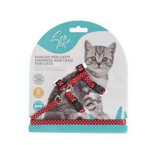 Leo Pet Kitten Harness And Lead Red Dots - 100gr - Small