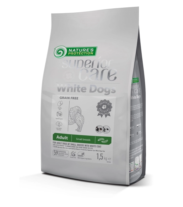 Natures Protection Superior Care Grain Free Adult White Coat Small Breed With Insects - 1.5 Kg