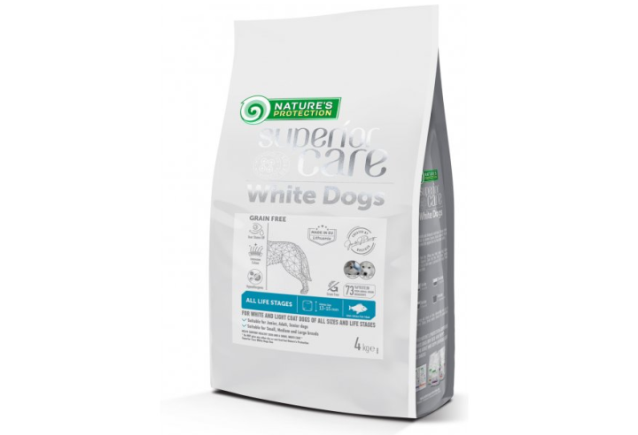 Natures Protection Superior Care Grain Free Adult White Coat Dry Food With White Fish - 10 Kg
