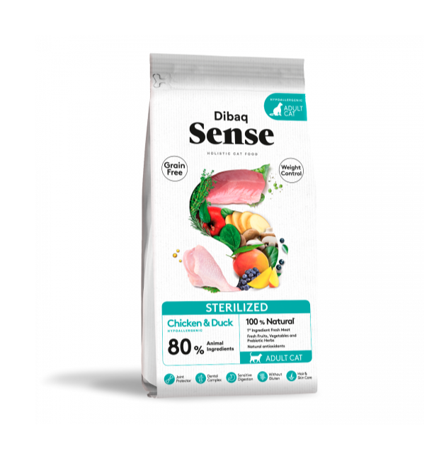 Dibaq Sense Adult Sterilized Chicken & Duck Cat Dry Food - 1.5 Kg