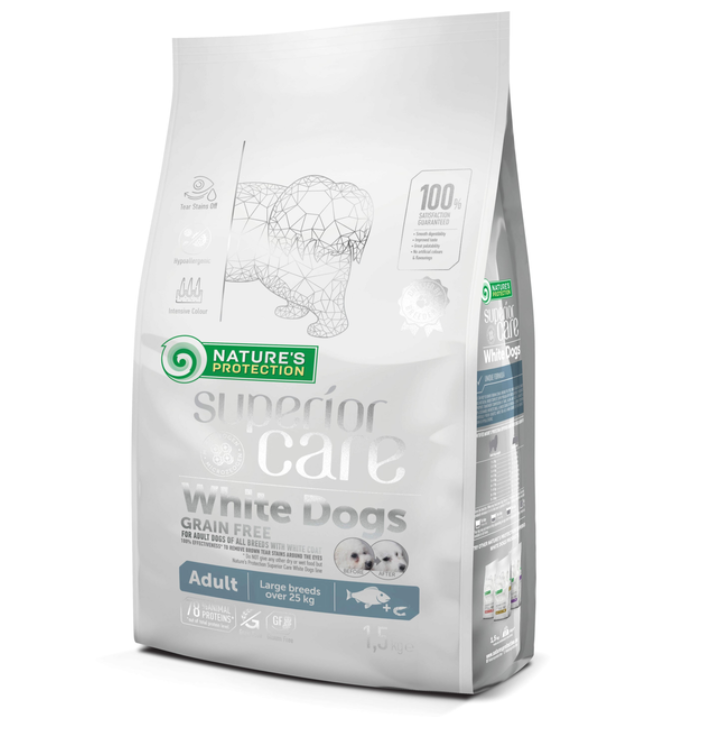 Natures Protection Superior Care Grain Free Adult Large Breed Dry Dog Food With White Fish - 1.5 Kg
