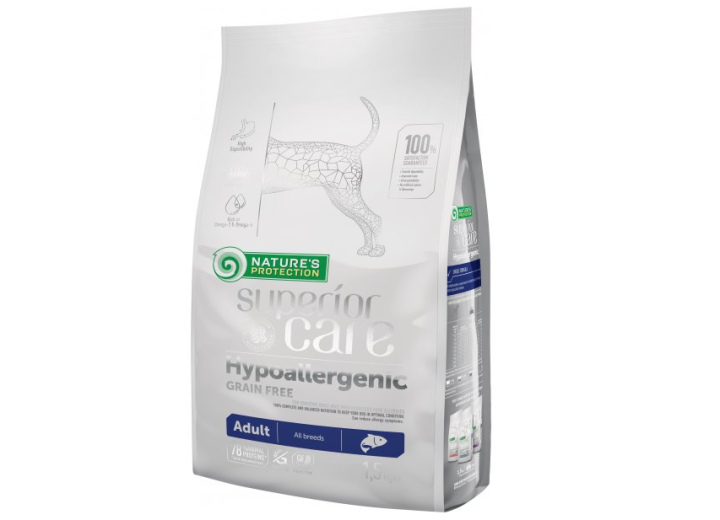 Natures Protection Superior Care Dry Grain Adult Sensitive Dogs With Salmon - 1.5 Kg