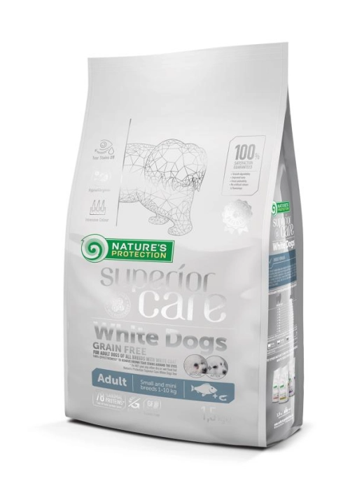 Natures Protection Superior Care Grain Free Adult Small & Mini White Dog Dry Food With White Fish - 10 Kg