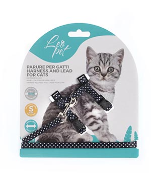 Leo Pet Kitten Harness And Lead Black Dots - 100gr - Small