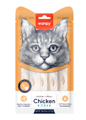 Wanpy Creamy Lickable Chicken And Crab Cat Treats - 350gr