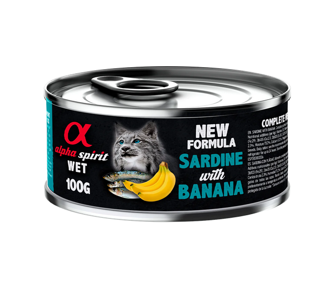 Alpha Spirit Sardine With Banana Adult Cat Wet Food - 200gr