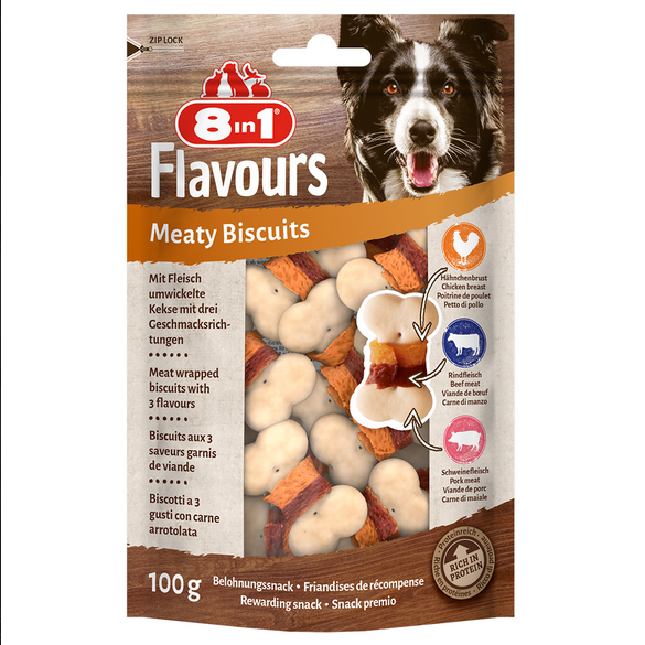 8in1 Flavours Meaty Biscuits - 100gr