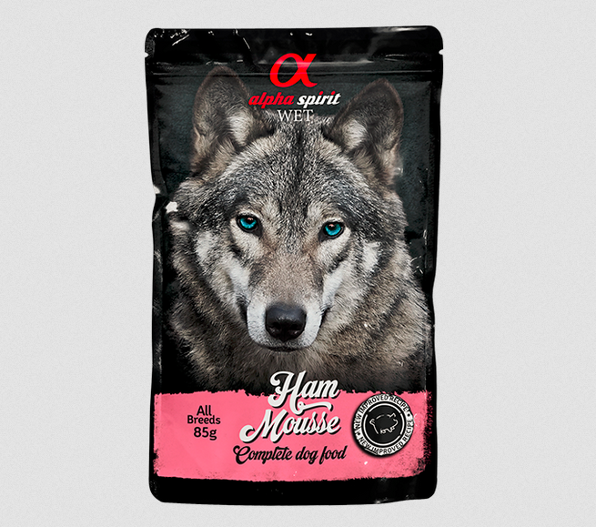Alpha Spirit Ham Pouch Adult Dog - 85gr