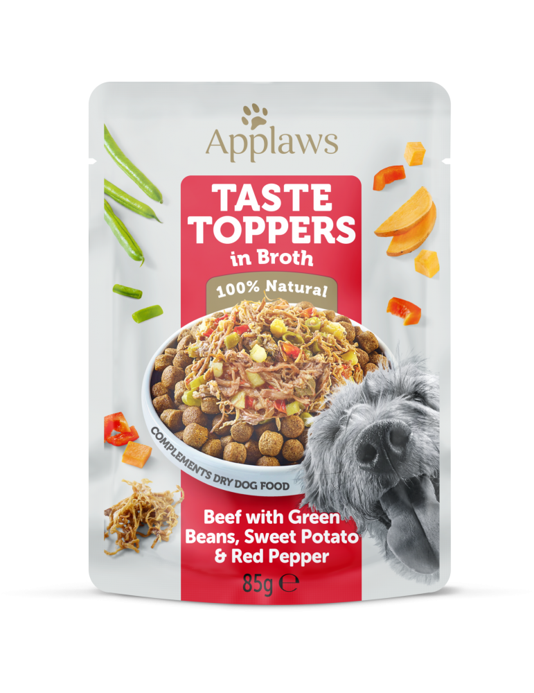 Applaws Taste Topper Broth Beef With Green Beans, Sweet Potato & Red Pepper - 85gr