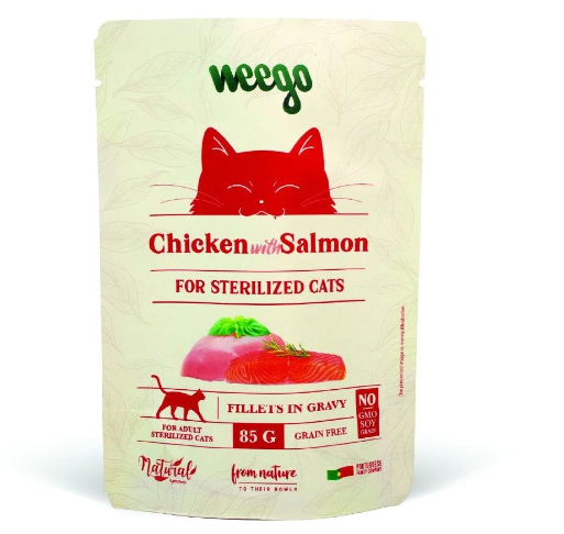 Weego Sterilized Chicken And Salmon Wet Cat Food - 85gr
