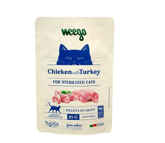 Weego Sterilized Chicken And Turkey Wet Cat Food - 85gr