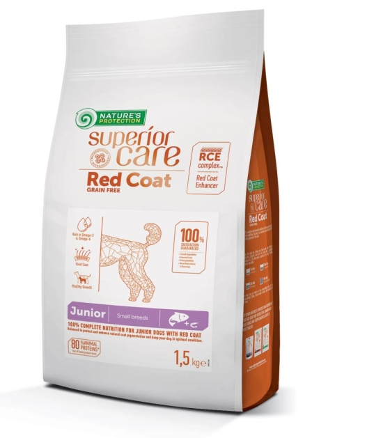 Natures Protection Superior Care Grain Free Junior Dogs Small Breeds Red Coat With Salmon - 40gr