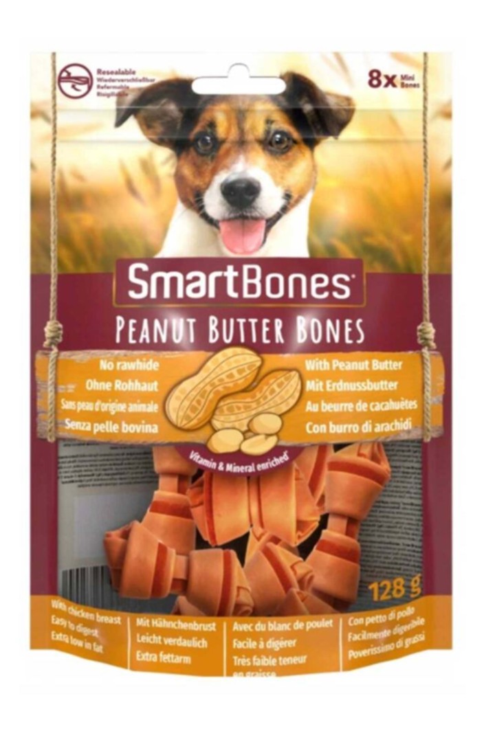Smart Bones Chicken  Peanut Mini Bones 8 Pack - 128gr