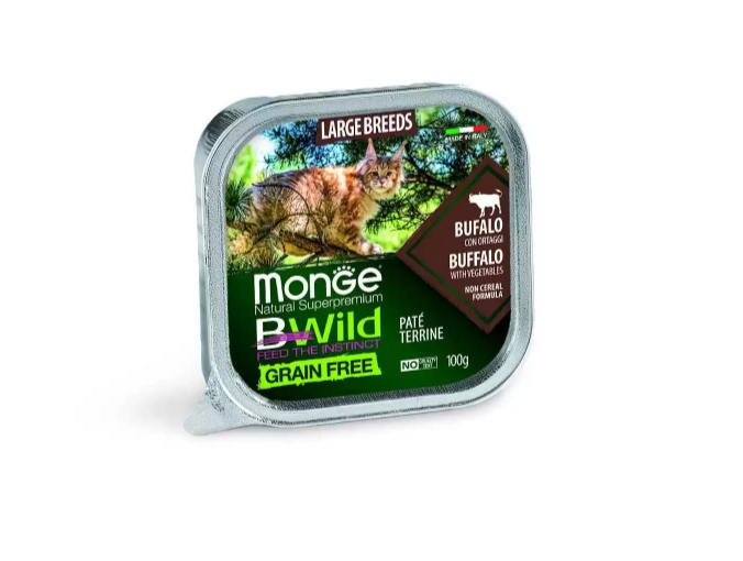 Monge Bwild Grain Free Adult Cat Pate Buffalo With Vegetables - 100gr